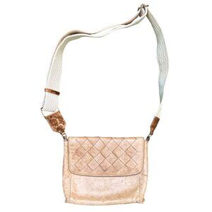 Anthro  Miss Albright Quilted Leather Crossbody Bag With Woven Strap